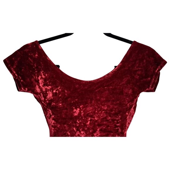 Vintage Red Crushed Velvet Bodysuit Goth Y2k French Lingerie Sz M Huit 8 - Picture 8 of 9